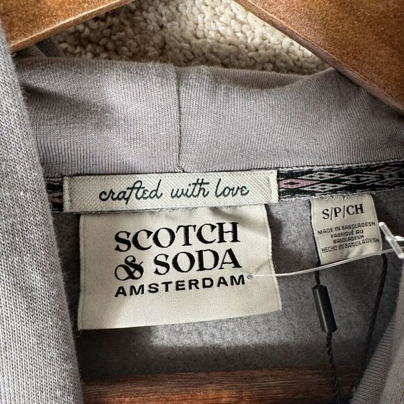 Scotch & Soda Relaxed Fit Graphic Hoodie NWT Men's Small Aspahlt Gray Sweatshirt - Picture 7 of 13